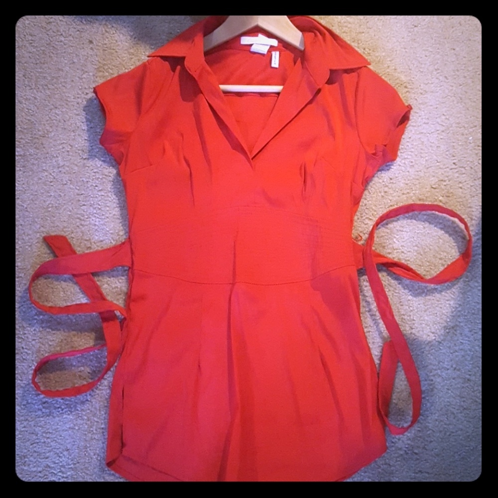 Charlotte Russe red top with sash - size S